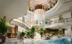 Выразительный купол с витражной росписью в во входной группе зала для приемов Выразительный купол с витражной росписью в во входной группе зала для приемов