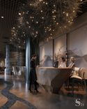 Interior design of luxury restaurant in Mocha Mousse shade by Studia 54