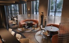 Interior design of luxury restaurant in Mocha Mousse shade by Studia 54