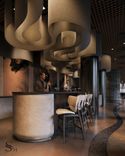 Interior design of luxury restaurant in Mocha Mousse shade by Studia 54