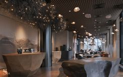 Interior design of luxury restaurant in Mocha Mousse shade by Studia 54