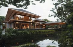 Man-made pond on the villa's property resembles an actual water body