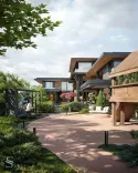 Premium landscape design of a country house with a series of fountains by Studia 54