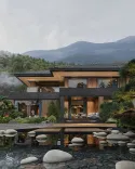 Architectural design of a mountain villa with internal garden Studia 54
