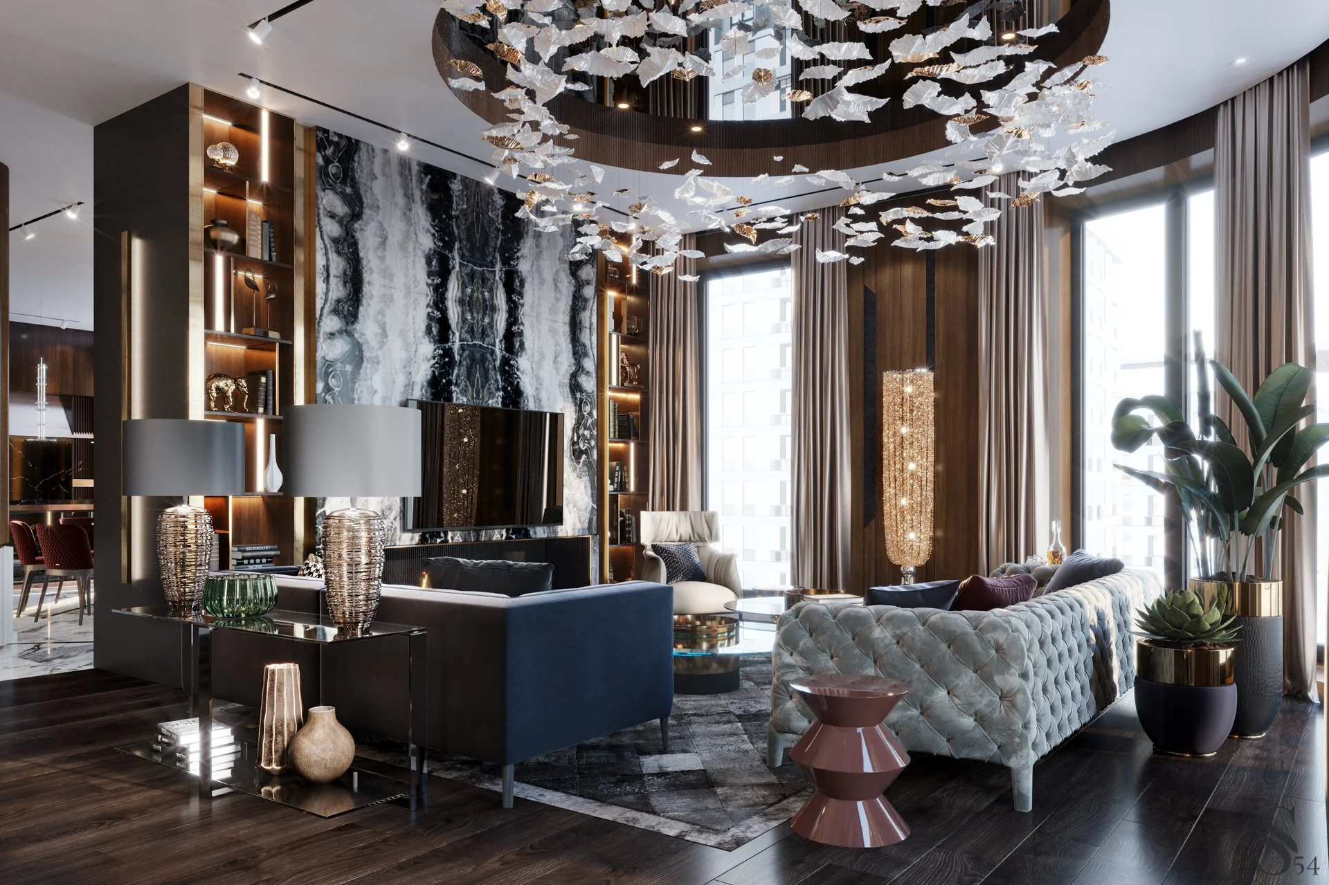 Дизайн и интерьер элитной квартиры от Studia 54 в Москве