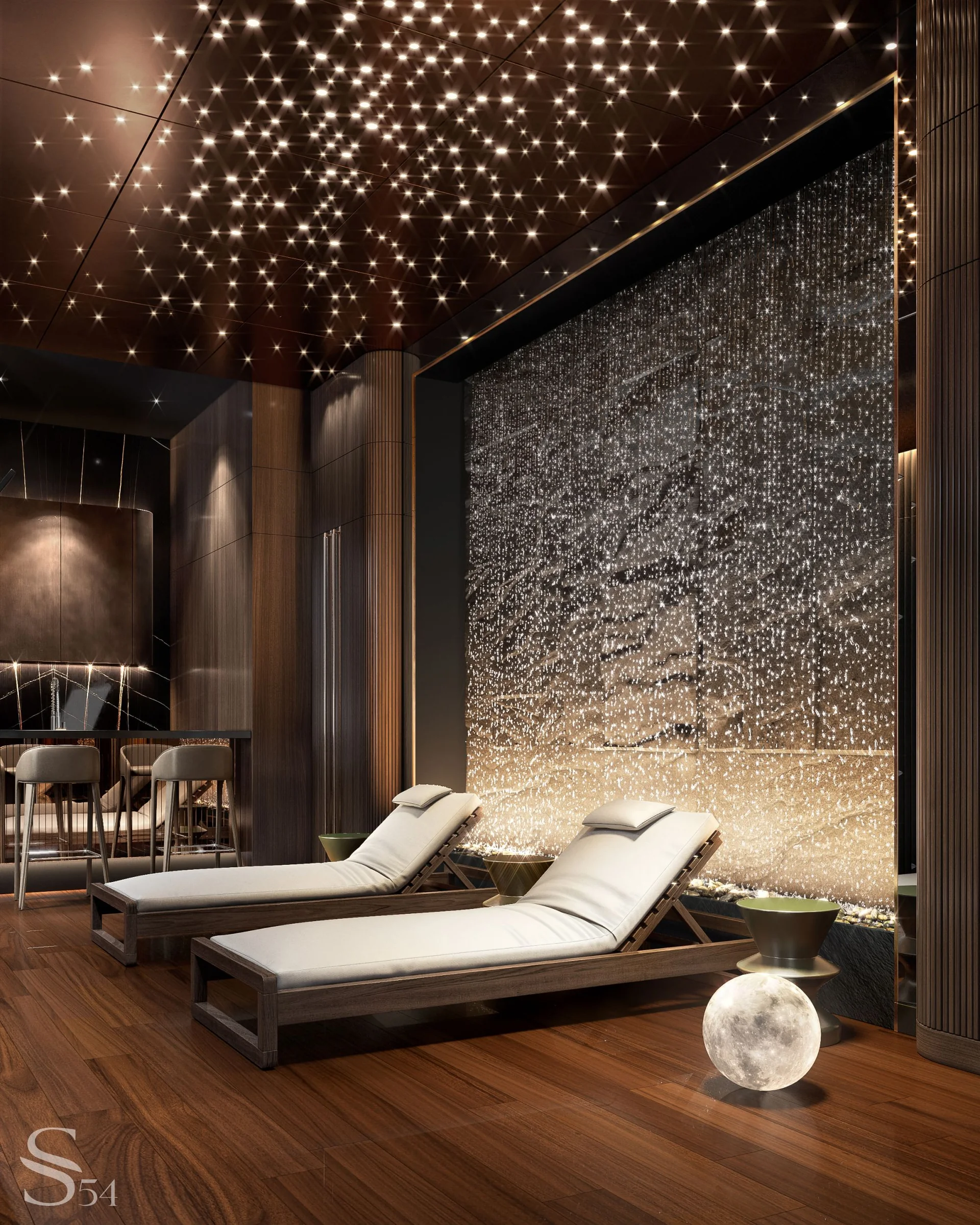 Lounge zone and bar