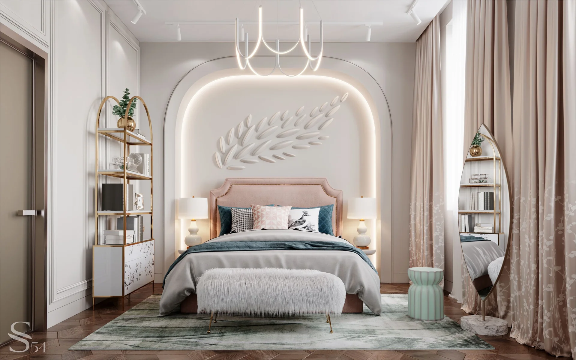 Interior design of a richly furnished apartment in Tbilisi: Studia 54