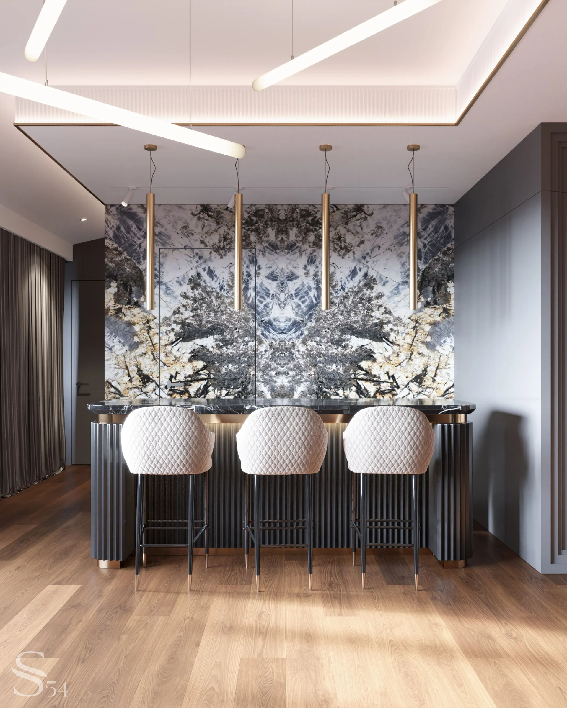 Luxurious apartment interior by Studia 54 in Moscow