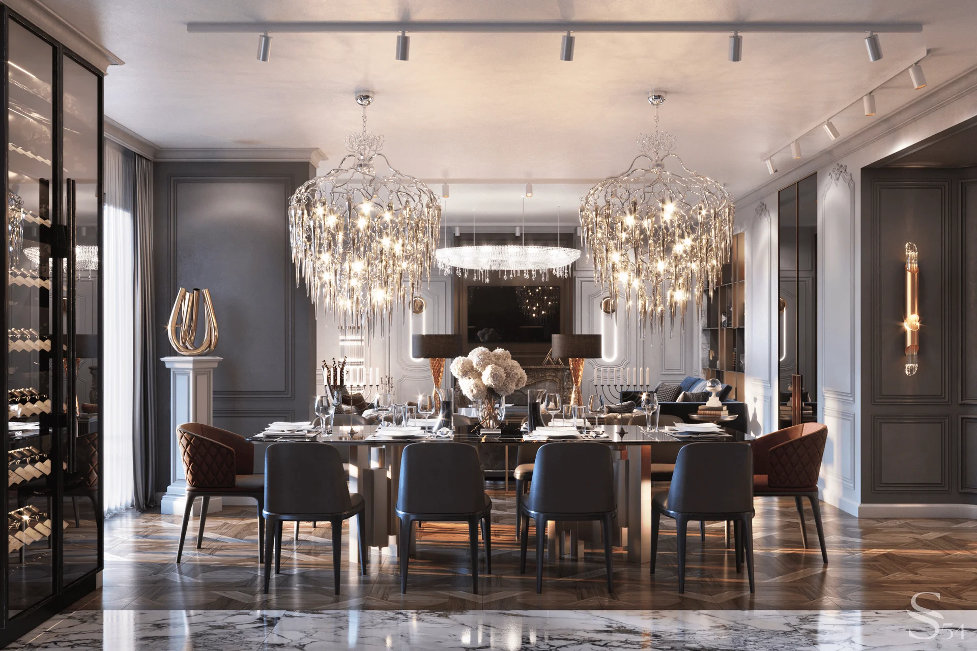 Interior design of a chic apartment by Studia 54 in elite residential complex