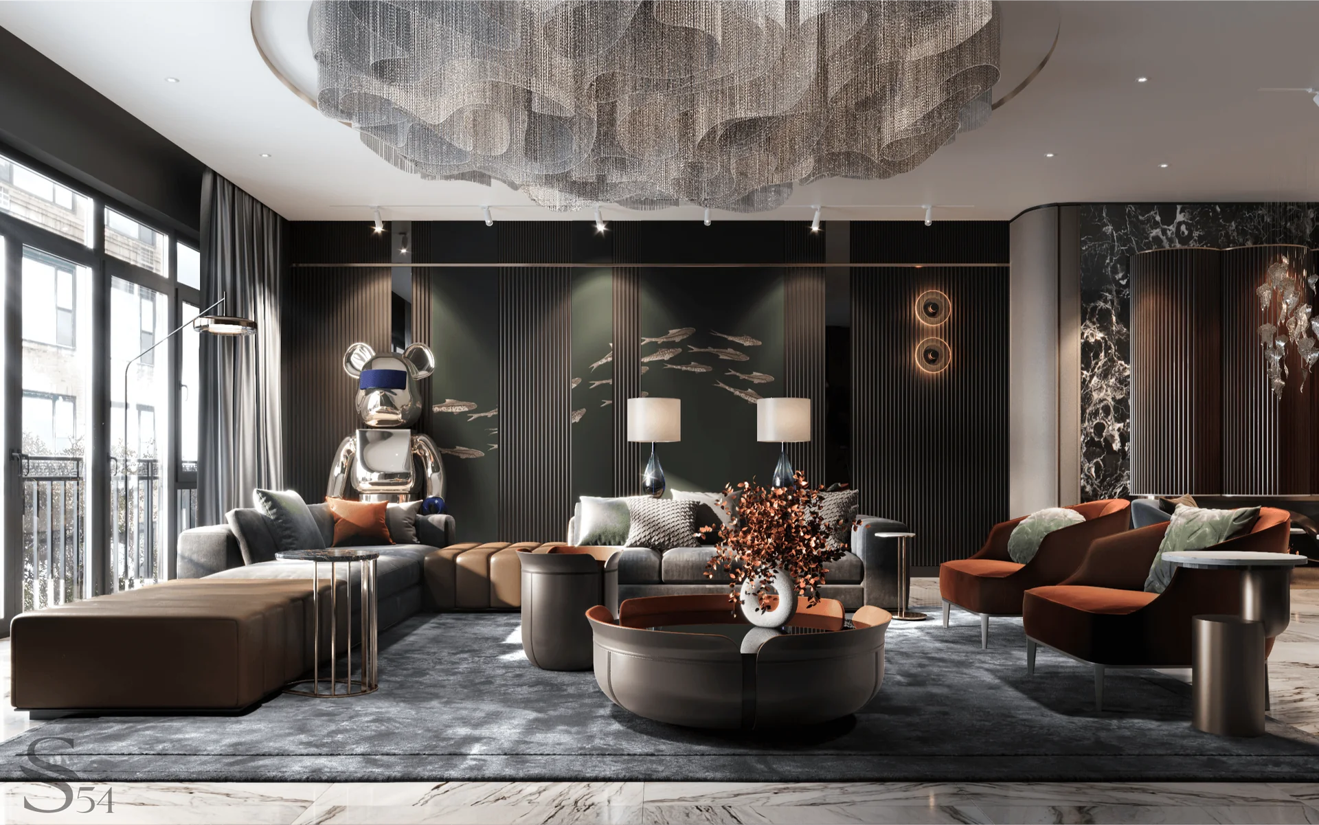 Exclusive interior design by Studia 54 for a duplex apartment in Beijing