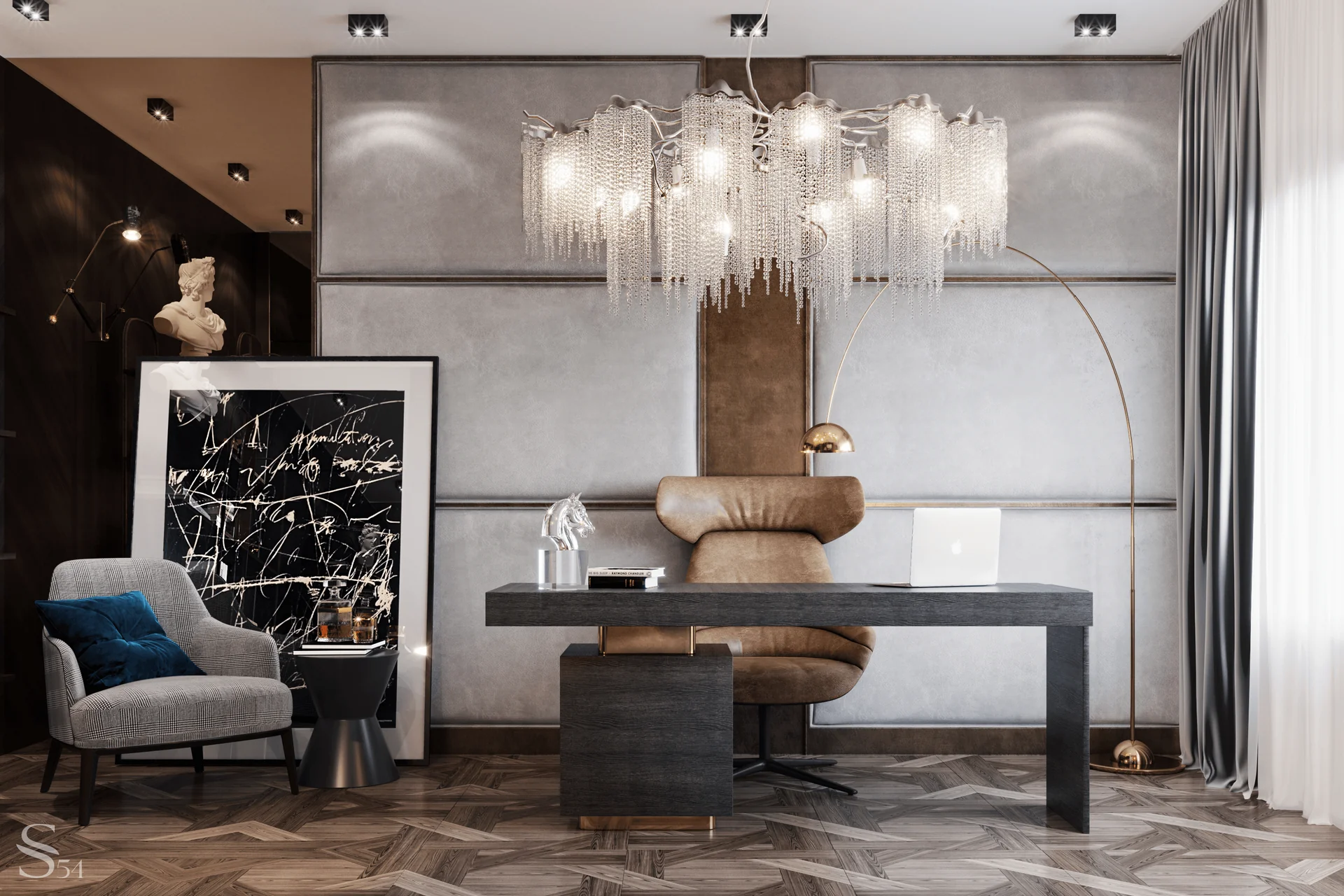 Interior design of a chic apartment by Studia 54 in elite residential complex