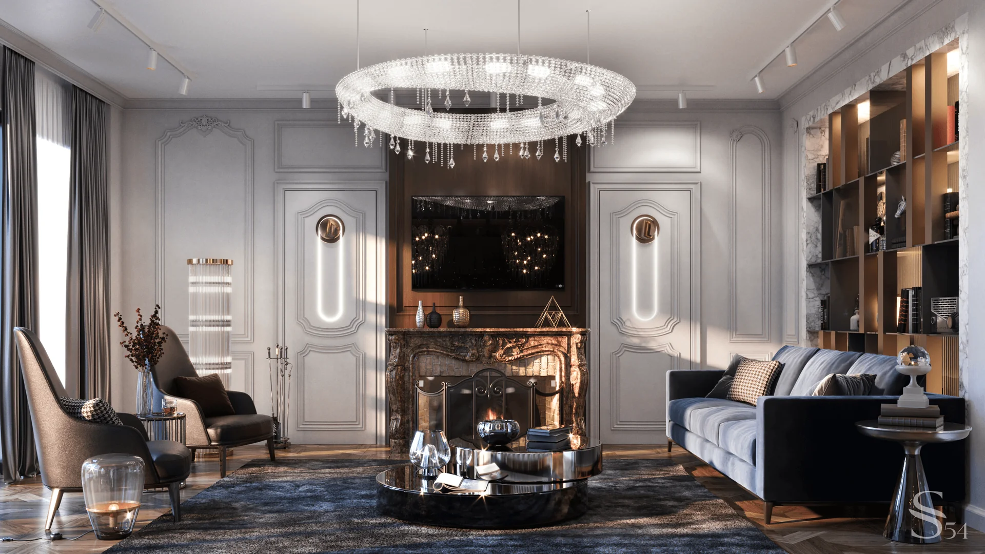 Interior design of a chic apartment by Studia 54 in elite residential complex