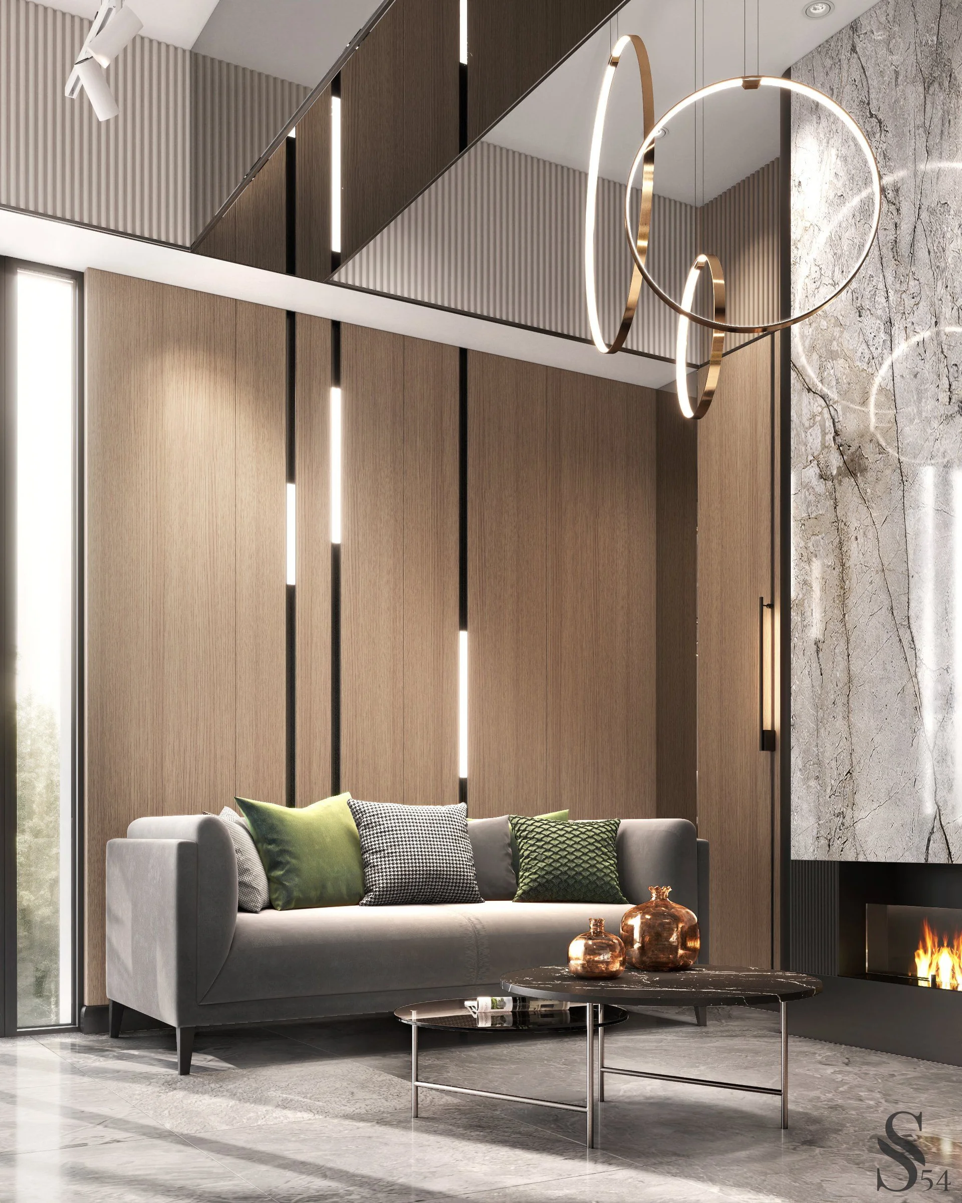 This interior is not overloaded with decorative elements, since the priority of public spaces will always be free traffic and comfortable accommodation