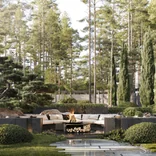 Open terrace with a hearth