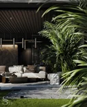 Terrace on the ground floor with a soft furniture