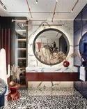 Wall and Deco wallpaper perfectly matches the bathtub by Agape