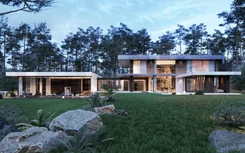 Architectural project of a modern flat-roofed house in Russia