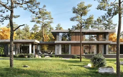 Architectural project of a monolithic house with a flat roof in Razdory